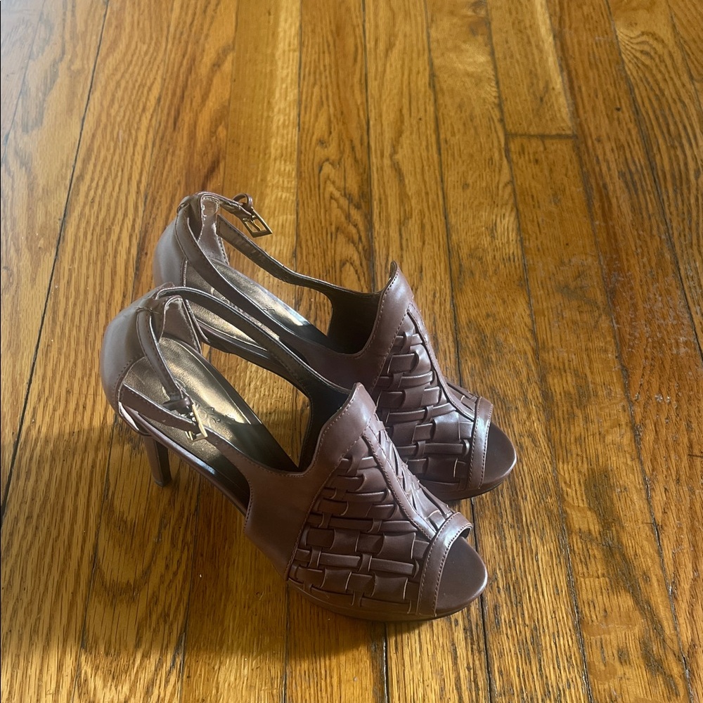 Elegant Brown Peep-Toe Heels